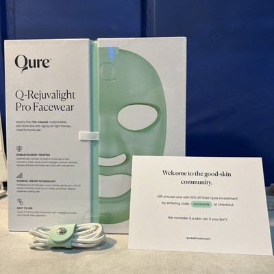 ¥Qure Q-Rejuvalight Pro Facewear Red Light Therapy LED Mask Anti aging NEW