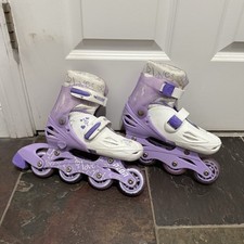 Yvolution Neon Inline Roller Skates Purple Kids Size 12-2 Adjustable Boy Girl