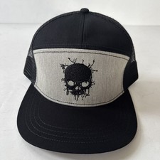 Skull Melting Trucker Cap Baseball Hat Black Grey Embroidered Mesh Snapback Bike