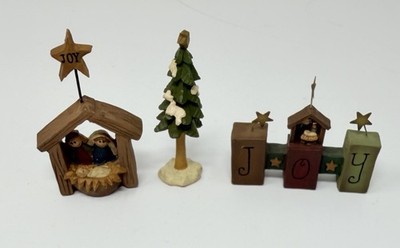 Blossom Bucket Suzi Suzi Skoglund Joy Nativity Blocks Tree Figurine Lot Xmas