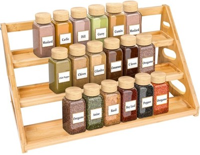 Spice Rack - Bamboo Spice Rack Organization for Cabinet/Countertop