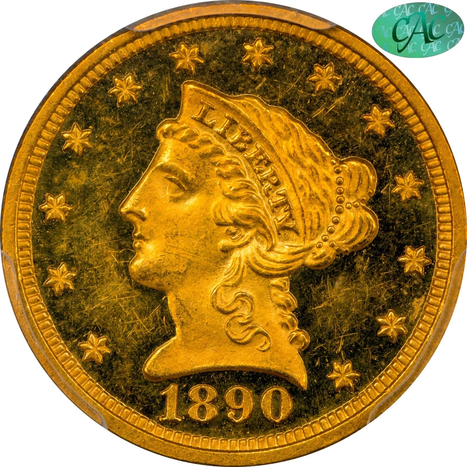 1890 $2.5 PR62 DCAM PCGS CAC Liberty Head Quarter Eagle