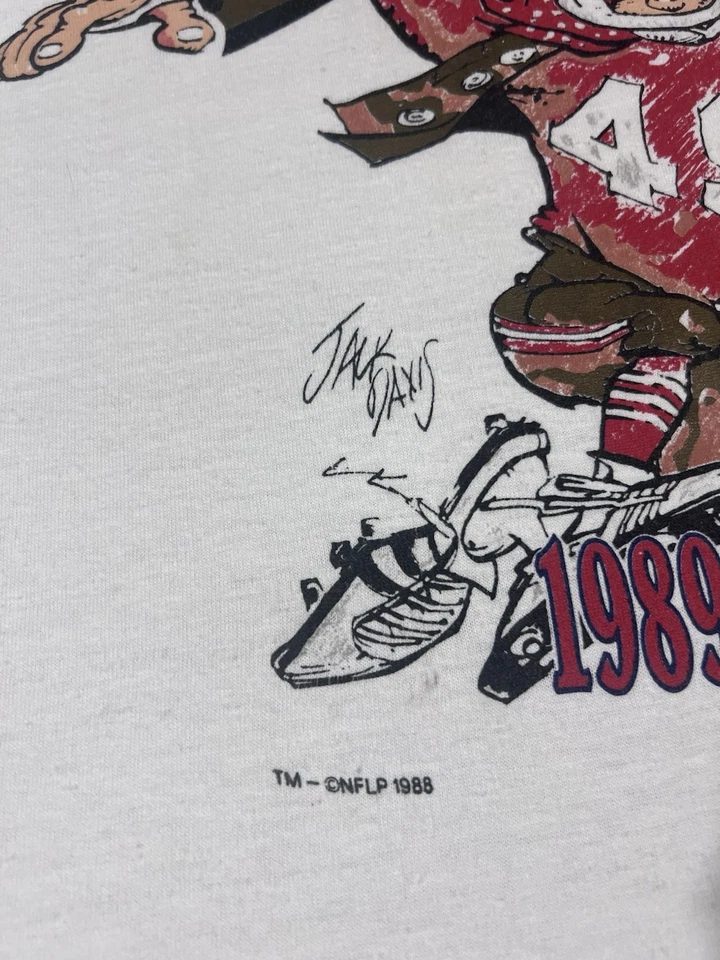 Vintage 80s San Francisco 49ers Single-Stitch Graphic T-Shirt Nutmeg caricature - Image 2 of 4