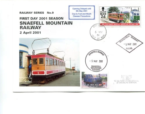 Isle of Man 2001 1st Day Snaefell mountain railway cover