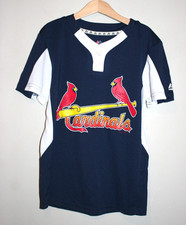 Youth Majestic Cool Base Cardinals Pullover Baseball Jersey Navy Blue Small