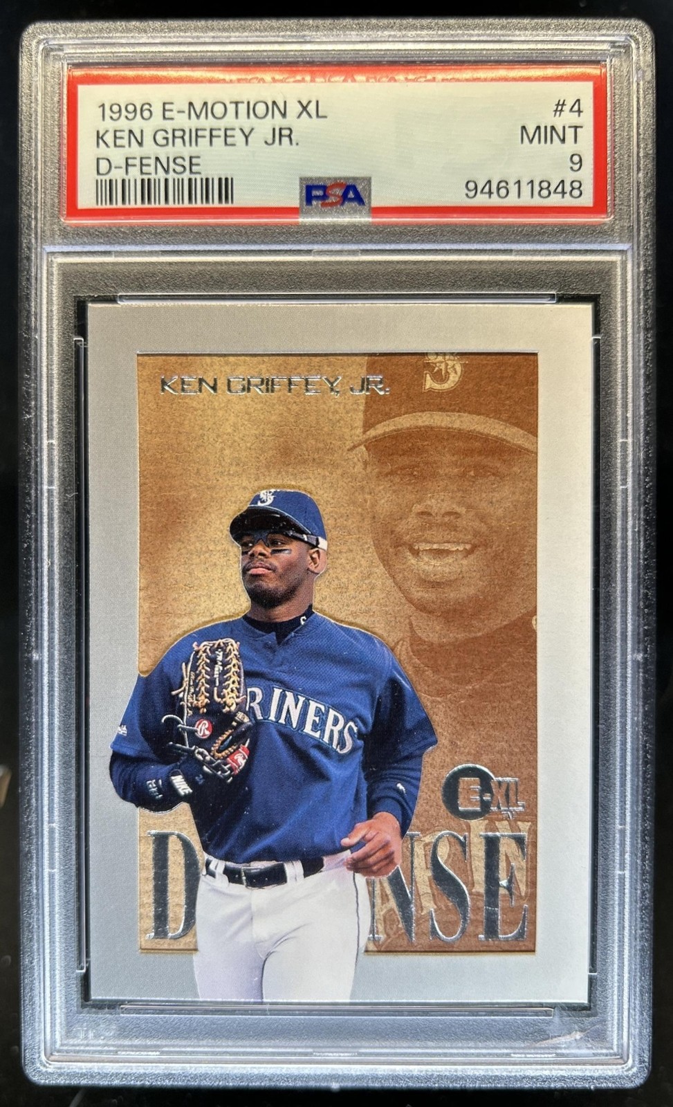 1996 Fleer E-Motion XL Ken Griffey Jr. D Fense #4 Mariners PSA 9