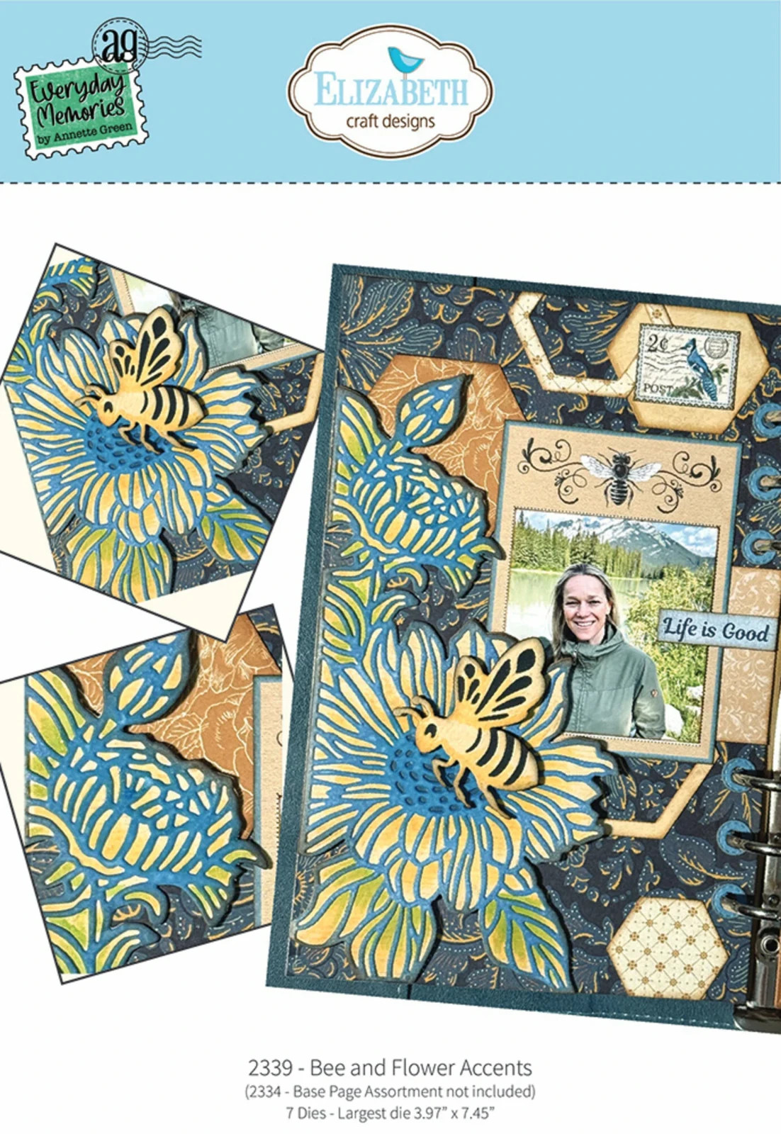 Elizabeth Craft Designs Cutting Dies Delightful Discovery Bee Flower Accent 2339