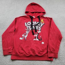 Looney Tunes Hoodie Youth Medium 7-9 Red Bugs Sylvester Tweety Graphic