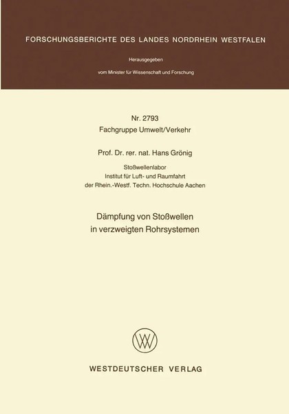 Hans GröNig | DäMpfung Von StoßWellen In Verzweigten Rohrsystemen | Taschenbuch-image