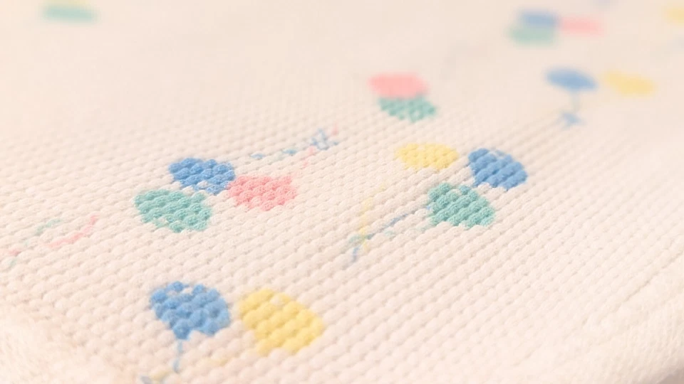 Baby Morgan Cotton Blanket Thermal Waffle Weave Pastel Balloons Vintage USA  - Image 3 of 4