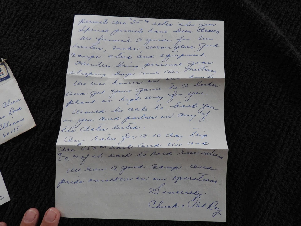 1971 "R HUNTING CAMP OUTFITTER" FISHING GUIDE CHUCK PAT RAY WHITEFISH MT MONTANA - Image 3 of 4