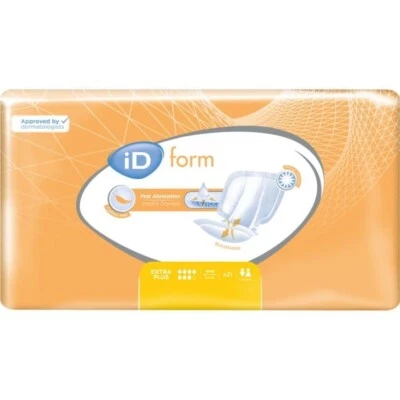 iD Expert Form Extra Plus Size 2, Large Shaped Incontinence Pads 8 x Packs of 21
