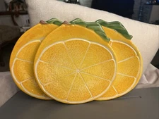 Pier 1 Imports Set Of 3 Orange Fruit Snack Plates.