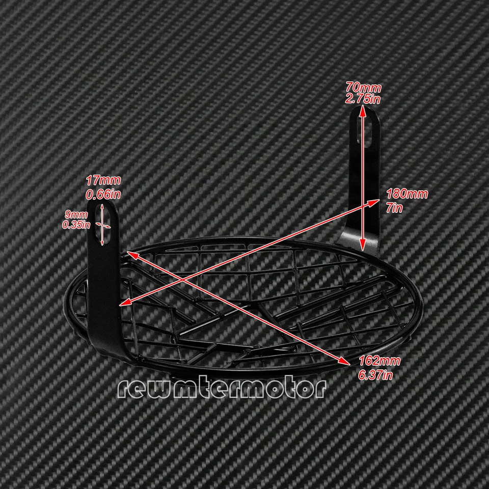 6.3" Motorcycle Front Black Headlight Stripe Grill Mesh Lattice Grid Cover Mount - Image 2 of 4
