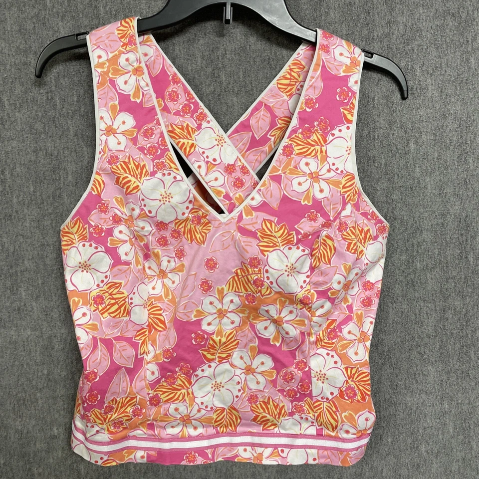 Camisa Island Republic Para Mujer 8 Rosa Top Corto Sin Mangas Blusa Sin Mangas Floral Foto 3 de 4