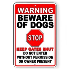 Dog Will Bite Beware Of Dog Metal Sign Security Keep Out Warning Do Not Enter