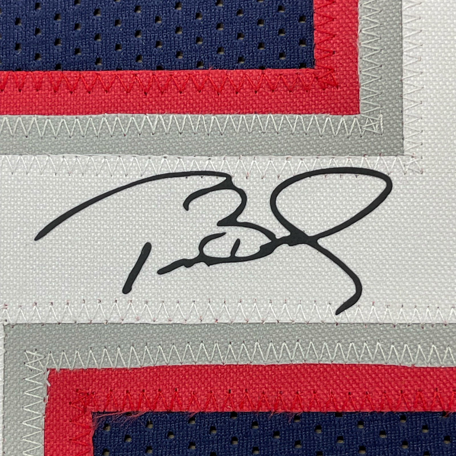 Framed Facsimile Autographed Tom Brady 33x42 Blue Reprint Laser Auto Jersey view 2