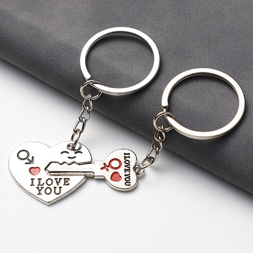 2Pcs Key Heart Metal With Match Keychain Gift Key Chain Bag Key Ring Pendant - Picture 1 of 13