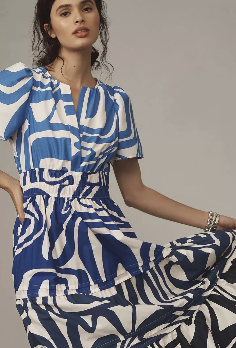 blue leopard print maxi dress Blue Leopard Quarter-zip Long-sleeve Golf Dress