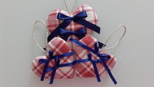 Decorazioni Country cuori decorativi stoffa a quadretti rosso con fiocchi blu 