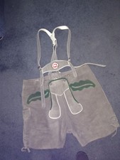 Lederhosen with Oak Leaf Pockets, size 44, with Stag Replica Suspenders