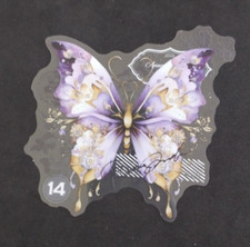 Beautiful Bright Colorful Lace Butterfly Transparent Sticker 3.75" x 4" D
