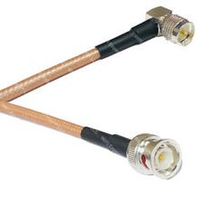 RG142 MINI UHF MALE ANGLE to BNC MALE RF Cable FAST-SHIP LOT