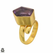 Size 8.5 - Size 10 Adjustable Lavender Amethyst 24K Gold Plated Ring GPR1670