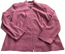 Notation Womens Blazer Jacket Sz XL Pink Zip Shoulder Pads High Neck NWT