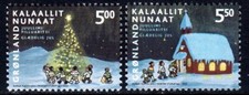 Groenlandia 2003 Navidad, Iglesia y Árboles Diseños, Juego de 2, UNM / MNH