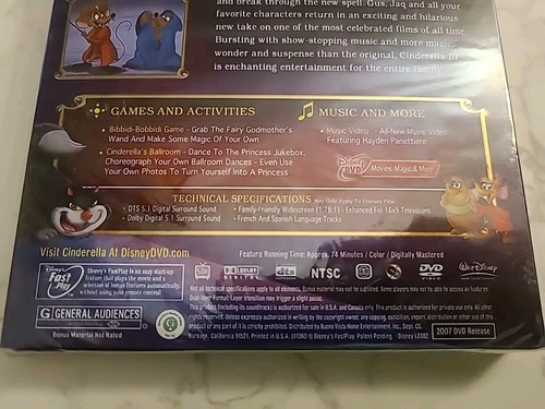 Disney Cinderella III 3 A Twist in Time NEW DVD 2007 With Music Video, Slipcover - Picture 4 of 6