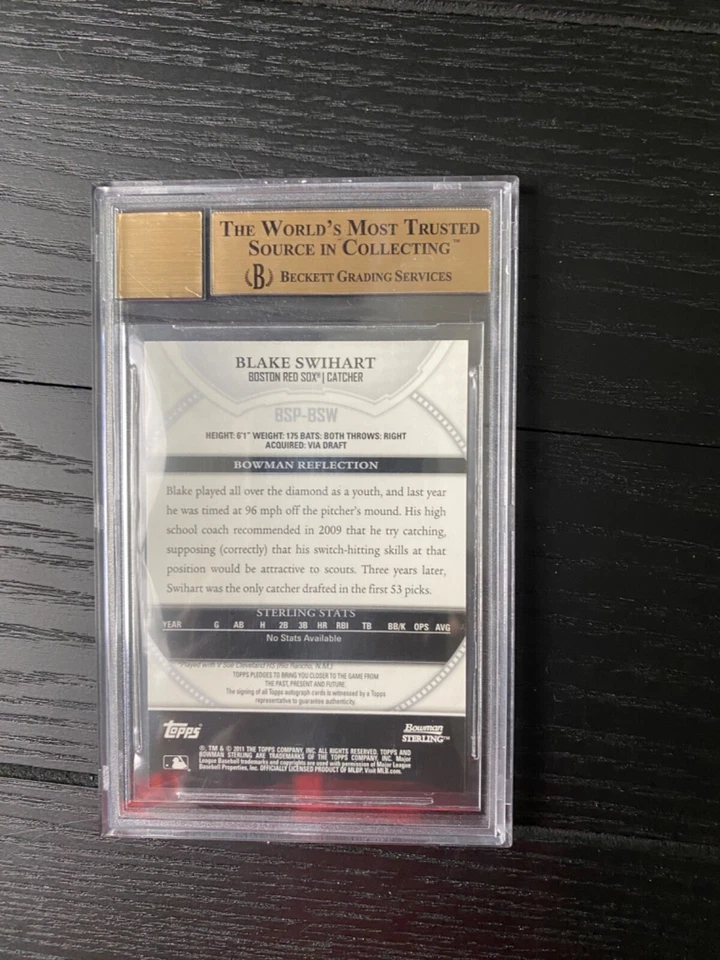BLAKE SWIHART 2011 BOWMAN STERLING AUTOGRAPH AUTO BGS 9.5 - Image 2 of 2