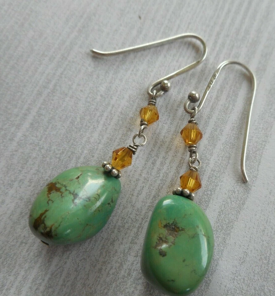 轻度氧化纯银绿松石 Silpada 悬垂耳环 W1290 RE21B — 第 3/4 张图片