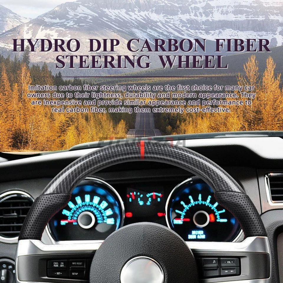 Hydro Dip Carbon Fiber Steering Wheel For Ford Mustang GT Shelby GT500 2010-2014 - Image 3 of 4