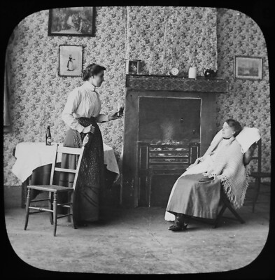 ANTIKES magisches Laternendia FAST VERLOREN NR9 UM 1890 FOTO VIKTORIANISCHE GESCHICHTE SCHAUSPIELER
