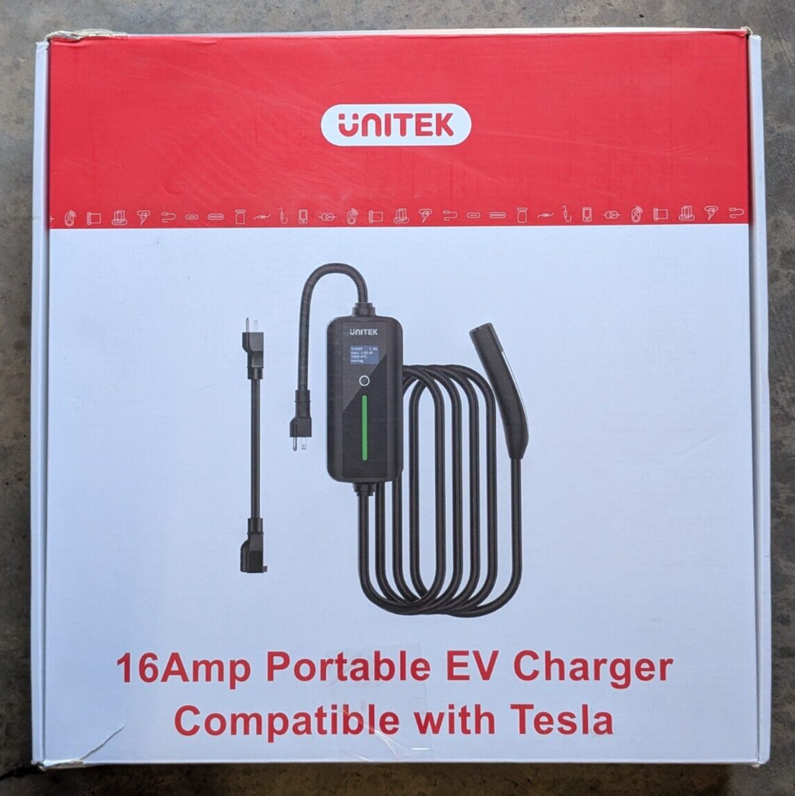 Unitek Model Q 043 Tesla EV Charger Level 1 2 16 Amp Mobile Connector unitek-model-q-043-tesla-ev-charger-level-1-2-16-amp-mobile-connector