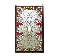 Tiffany Style stained glass beveled Glass window panel Flowers, 21.25" x 35.25"