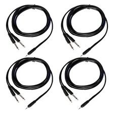 4Pcs 6ft 3.5mm Male Cables Stereo to Dual 1/4" Male Mono Audio Cables 1.8 Meter