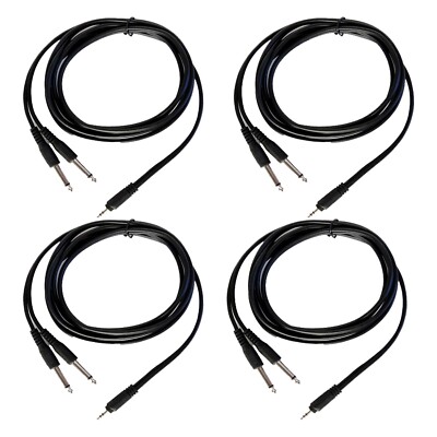 4Pcs 6ft 3.5mm Male Cables Stereo to Dual 1/4'' Male Mono Audio Cables 1.8 Meter