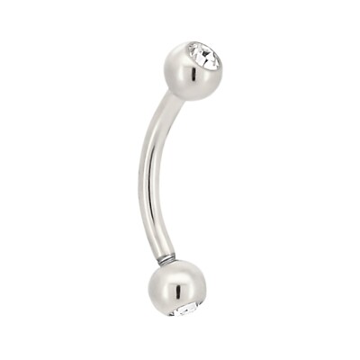 16g - 316L Surgical Steel Curved / Eyebrow Ball with CZ Barbell