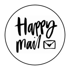 48 HAPPY MAIL ENVELOPE SEALS LABELS STICKERS 1.2" ROUND