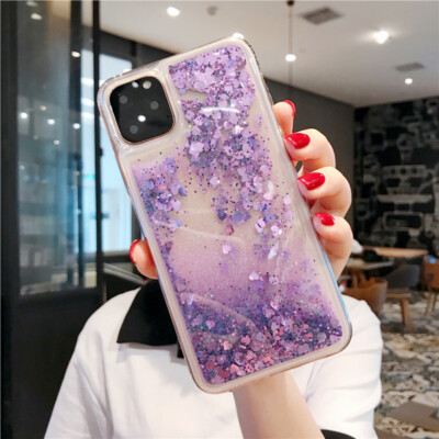 iPhone 11 Pro Max Case Waterfall Floating Moving Glitter Heart