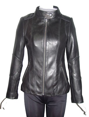 M Size Women Real New Black Leather Jackets Best Cool Stylish Style Lining 4115