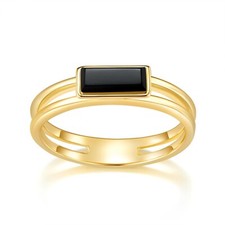 Gold Rings Silver Rings Black Onyx Rings 14K Gold/White Gold Plated Rings Fo...