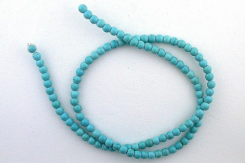 4mm Round Baby Blue Magnesite Turquoise Color 15 Inch Bead Strand MB7 - Picture 2 of 2