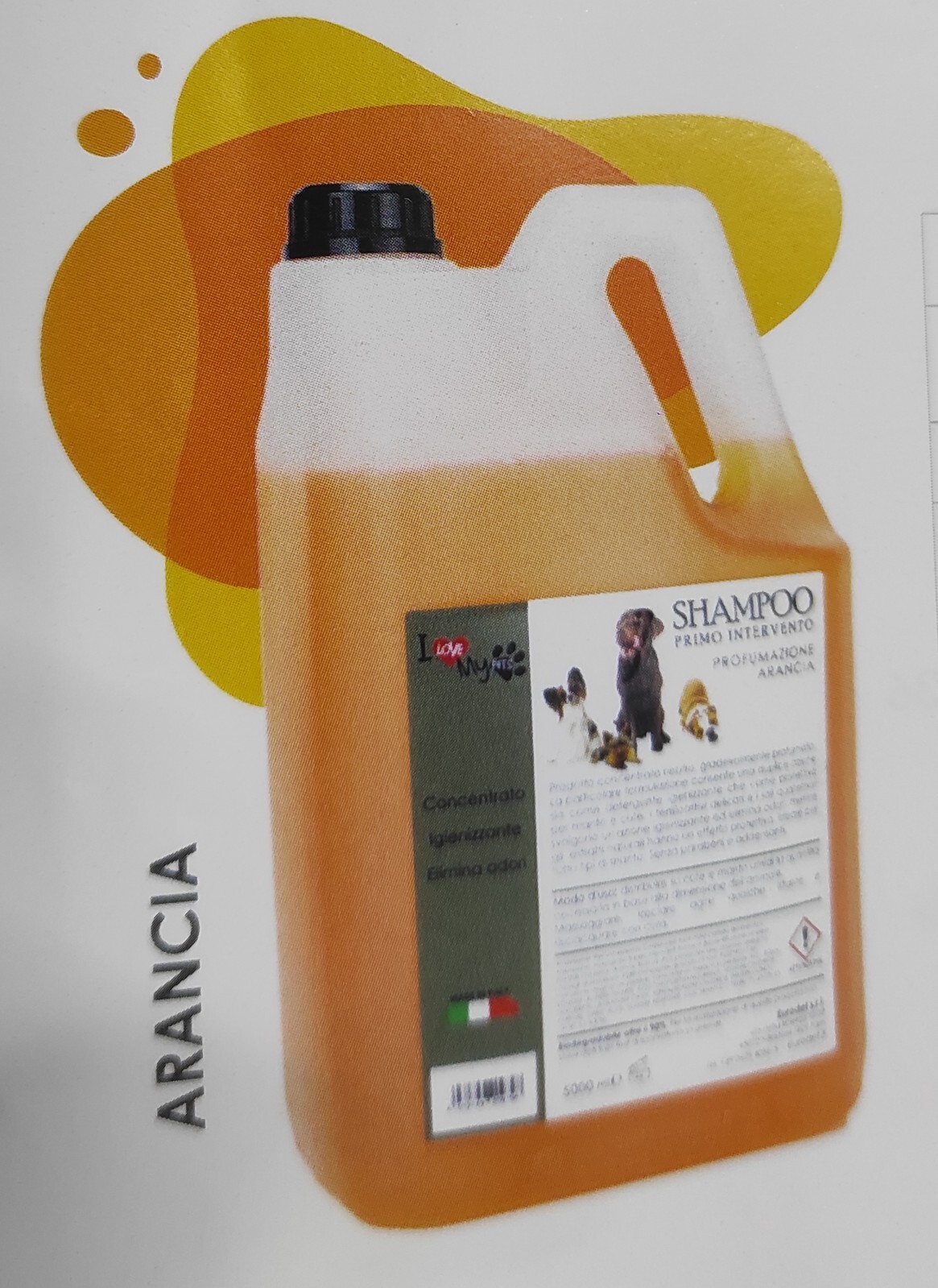 Shampoo Professionale Cani 5kg Arancia - Primo Intervento Pelo Sano