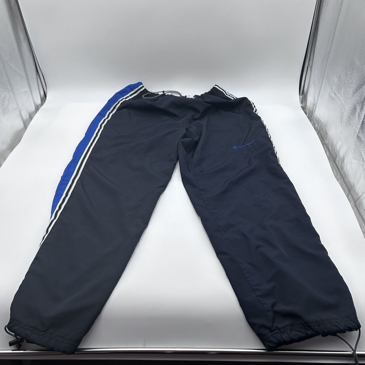 Vintage Cyber Y2K 90s Men's Baggy Champion Navy Blue Striped Vintage Cyber Y2K 90s Men's Baggy Champion Navy Blue Striped