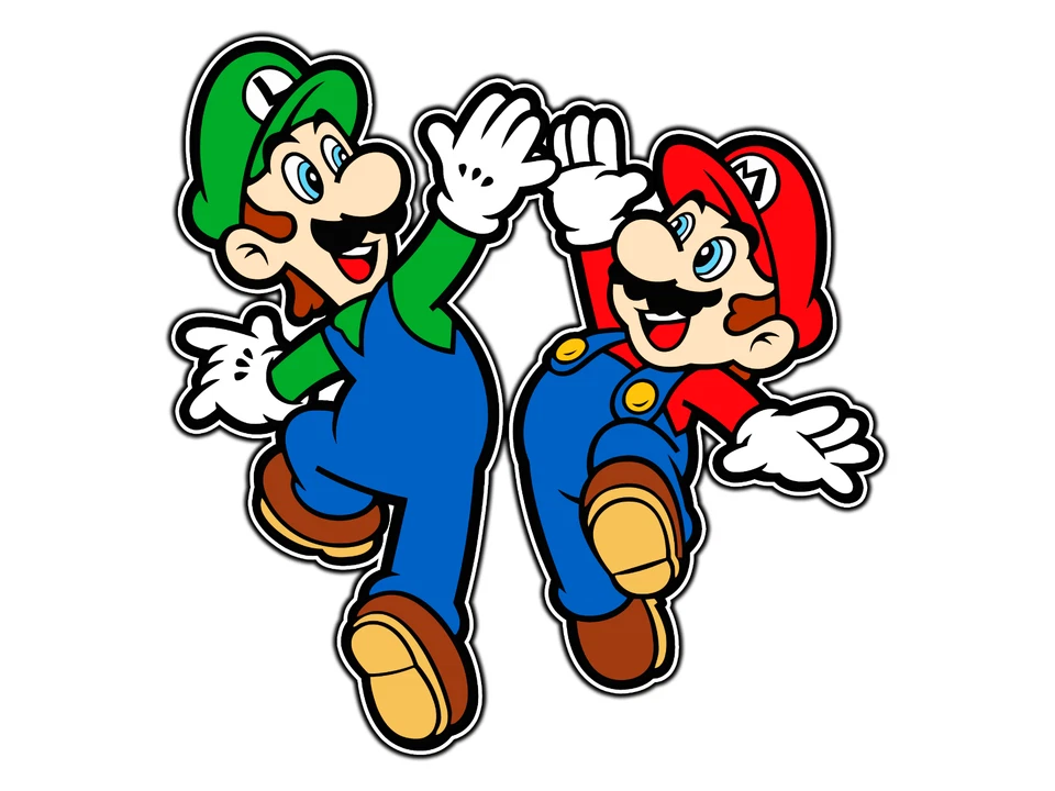Mario And Luigi High Five Mushroom Kingdom Sticker Waterproof Vinyl Decal DieCut