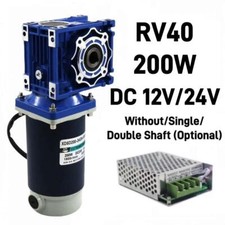 RV40 DC 12V/24V Worm Gear Reducer Gearbox 200W Electric Gear Motor High Torque