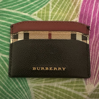 Burberry Women s Check Card Wallet, Black/Beige/Brown, Logo Accent